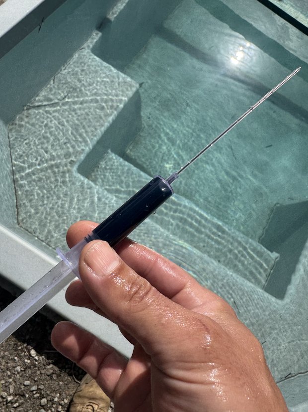 Dye test tracing a pool leak