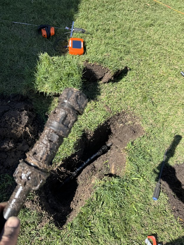 Old galvanised pipe pulled out and replaced with new poly