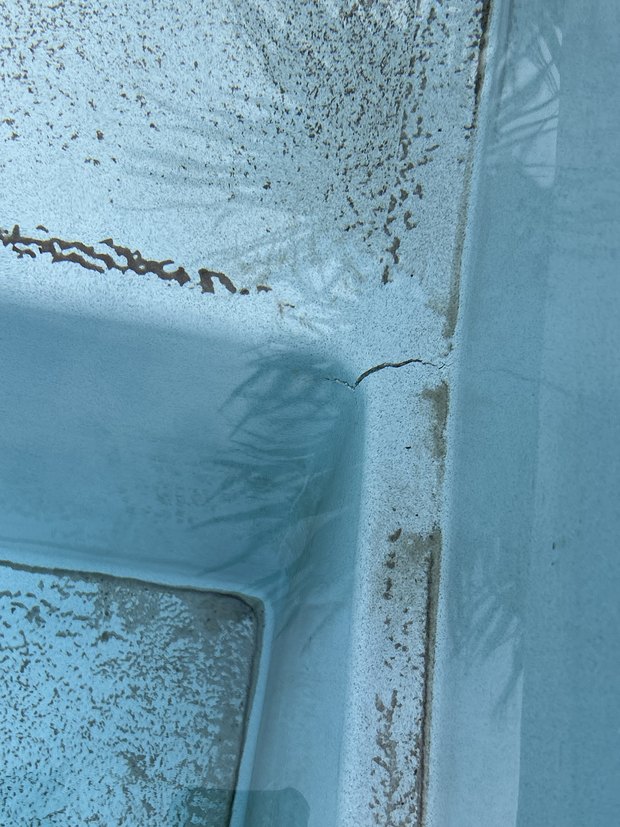 Cracked pool shell found during a leak investigation