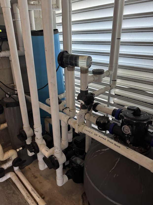 Commercial pool plant room pipework