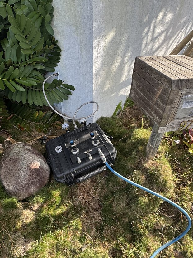 Leak detection rig running off the garden tap
